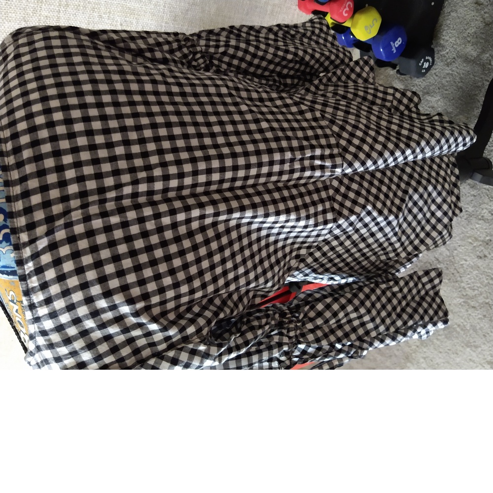 LOFT - BLACK & WHITE CHECKED LONG SLEEVE SHIRT - SLEEVES HAVE TIES - SIZE SP - Picture 8 of 9